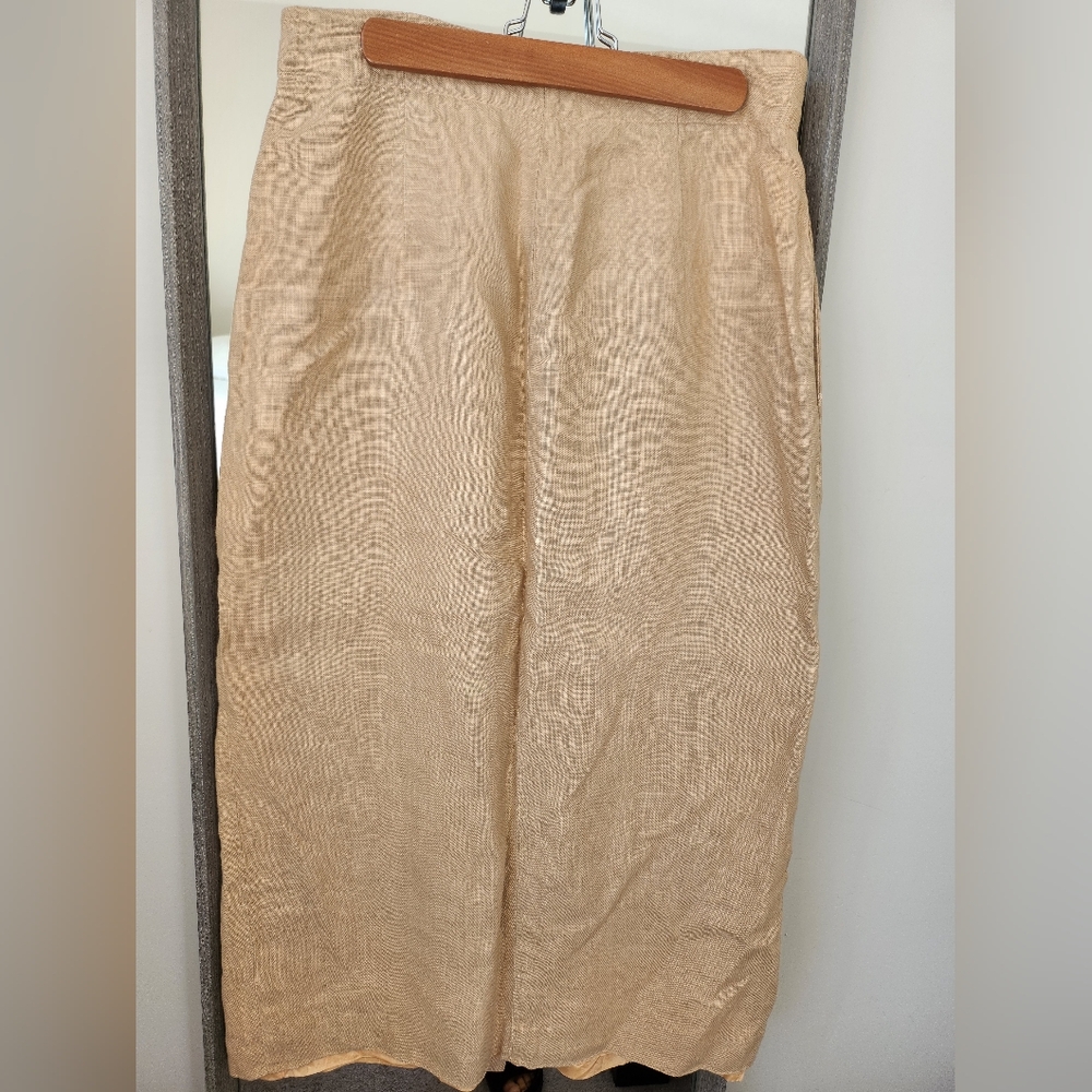 Vintage Tan Linen Maxi Skirt - Picture 4 of 8